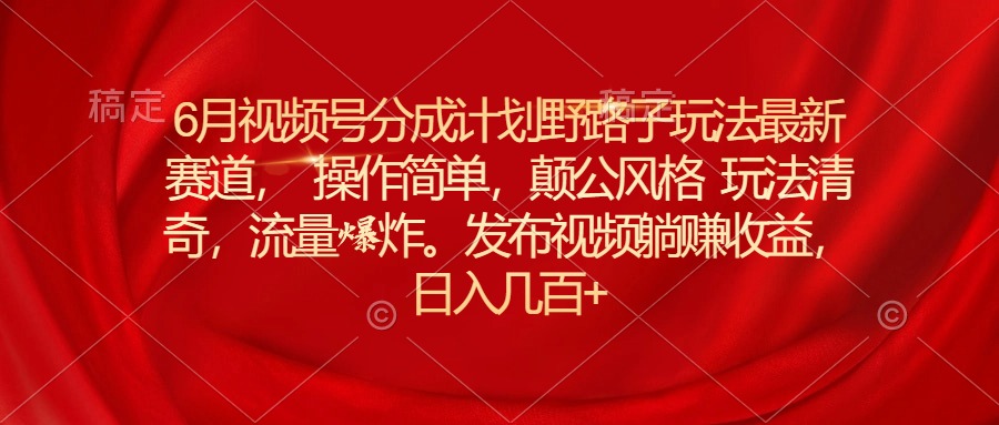 （11040期）6月视频号分成计划野路子玩法最新赛道操作简单，颠公风格玩法清奇，流…-虫2小屋