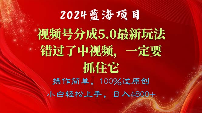 （11032期）2024蓝海项目，视频号分成计划5.0最新玩法，错过了中视频，一定要抓住…-虫2小屋