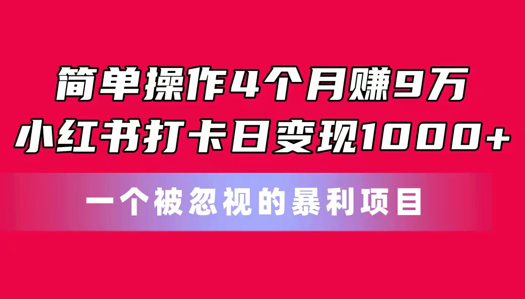 （11048期）简单操作4个月赚9万！小红书打卡日变现1000+！一个被忽视的暴力项目-虫2小屋