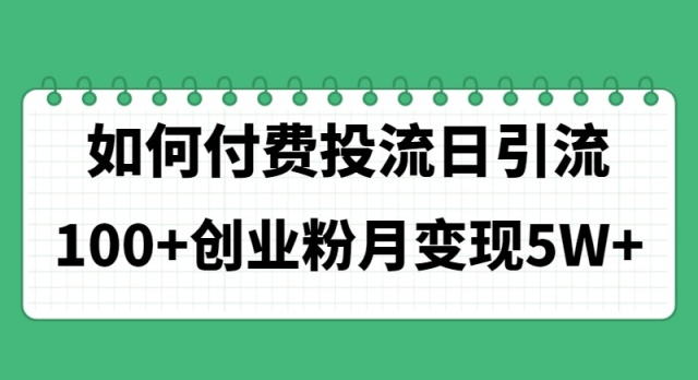 （11155期）如何通过付费投流日引流100+创业粉月变现5W+-虫2小屋