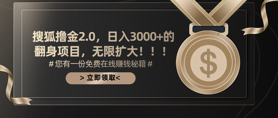（11196期）搜狐撸金2.0日入3000+，可无限扩大的翻身项目-虫2小屋