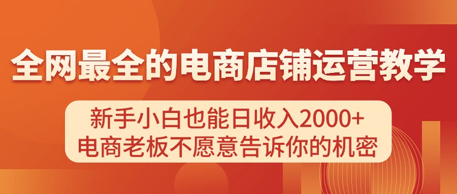 （11266期）电商店铺运营教学，新手小白也能日收入2000+，电商老板不愿意告诉你的机密-虫2小屋