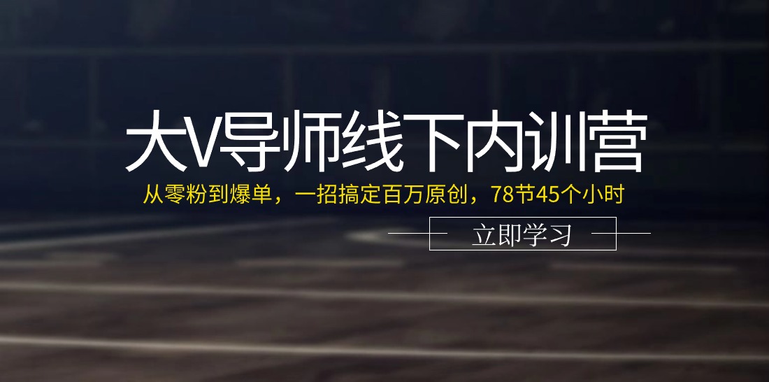 （11261期）大V导师线下内训营：从零粉到爆单，一招搞定百万原创，78节45个小时-虫2小屋