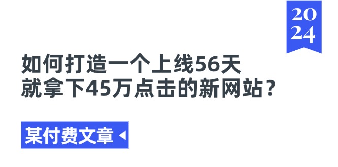 （11420期）某付费文章《如何打造一个上线56天就拿下45万点击的新网站？》-虫2小屋