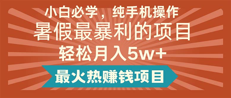 （11583期）小白必学，纯手机操作，暑假最暴利的项目轻松月入5w+最火热赚钱项目-虫2小屋