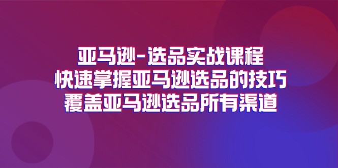 （11620期）亚马逊-选品实战课程，快速掌握亚马逊选品的技巧，覆盖亚马逊选品所有渠道-虫2小屋