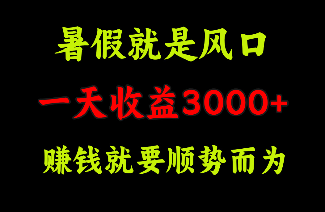 （11670期）一天收益3000+ 赚钱就是顺势而为，暑假就是风口-虫2小屋