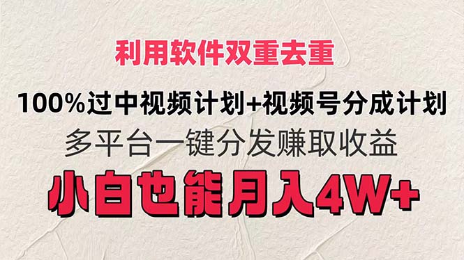（11862期）利用软件双重去重，100%过中视频+视频号分成计划小白也可以月入4W+-虫2小屋