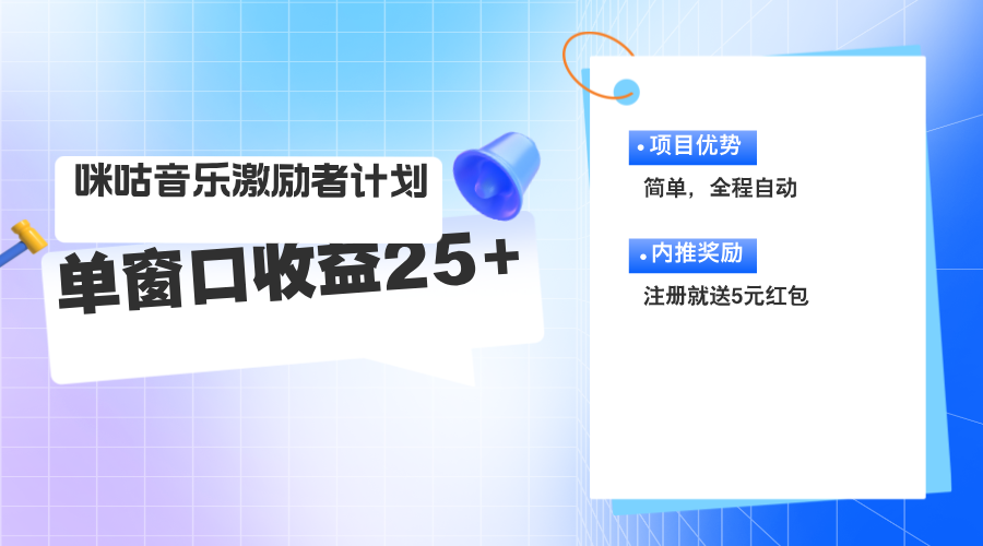 （11942期）咪咕激励者计划，单窗口收益20~25，可矩阵操作-虫2小屋