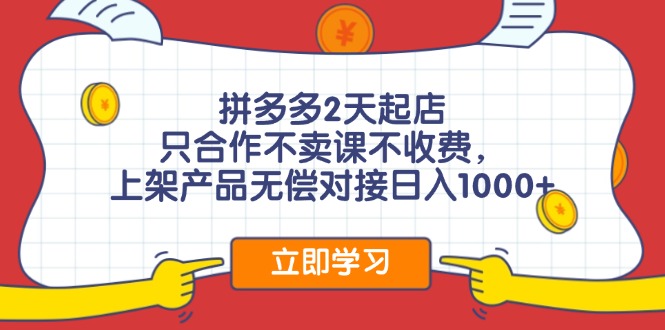 （11939期）拼多多2天起店，只合作不卖课不收费，上架产品无偿对接日入1000+-虫2小屋