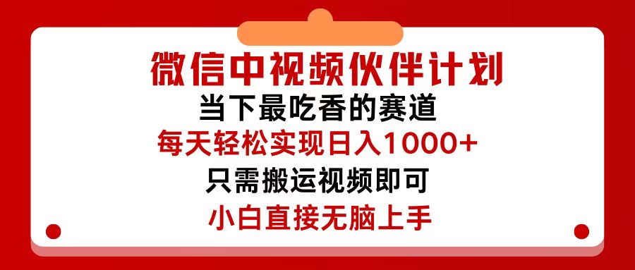 （12017期）微信中视频伙伴计划，仅靠搬运就能轻松实现日入500+，关键操作还简单，…-虫2小屋