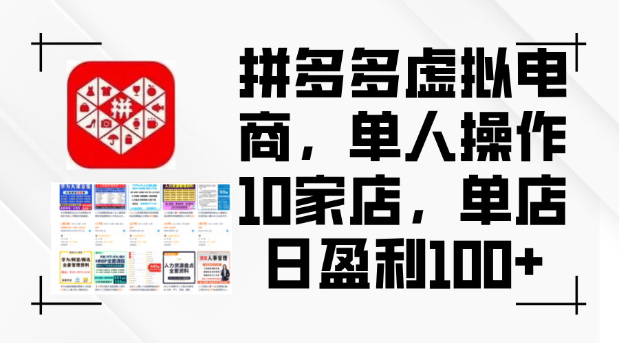 （12267期）拼多多虚拟电商，单人操作10家店，单店日盈利100+-虫2小屋