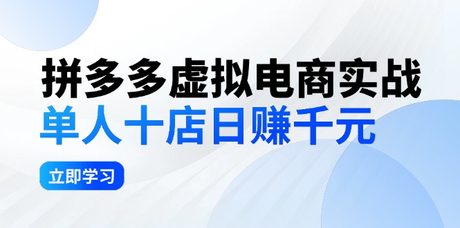 （12326期）拼多多虚拟电商实战：单人10店日赚千元，深耕老项目，稳定盈利不求风口-虫2小屋