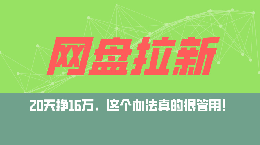 （12294期）网盘拉新+私域运营玩法，零基础入门，小白可操作，当天见效，日入5000+-虫2小屋