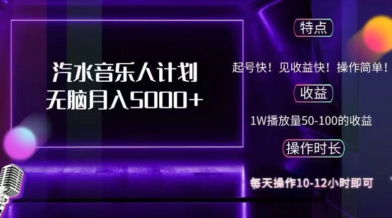 （12429期）抖音汽水音乐人计划无脑月入5000+-虫2小屋