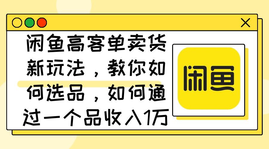 （12387期）闲鱼高客单卖货新玩法，教你如何选品，如何通过一个品收入1万+-虫2小屋