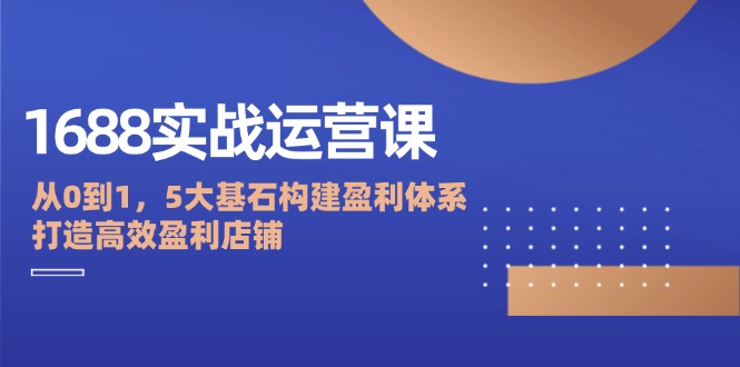（12482期）1688实战运营课：从0到1，5大基石构建盈利体系，打造高效盈利店铺-虫2小屋