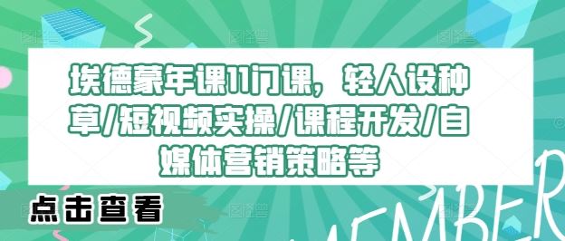 埃德蒙年课11门课，轻人设种草/短视频实操/课程开发/自媒体营销策略等-虫2小屋