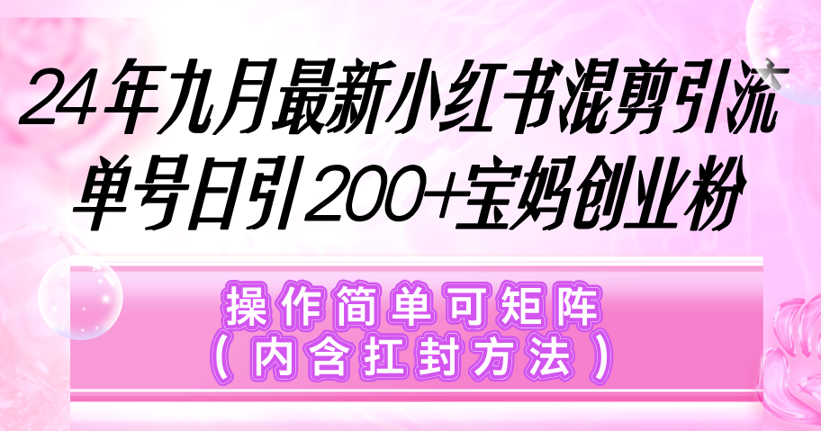 （12530期）小红书混剪引流，单号日引200+宝妈创业粉，操作简单可矩阵（内含扛封…-虫2小屋