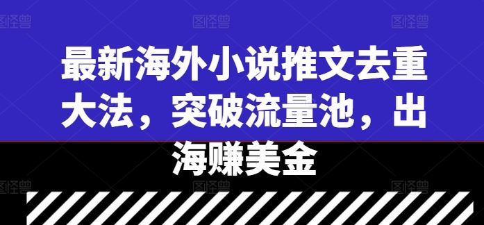 最新海外小说推文去重大法，突破流量池，出海赚美金-虫2小屋