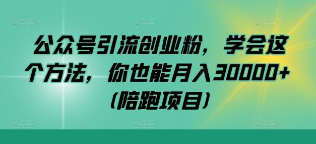 公众号引流创业粉，学会这个方法，你也能月入30000+ (陪跑项目)-虫2小屋