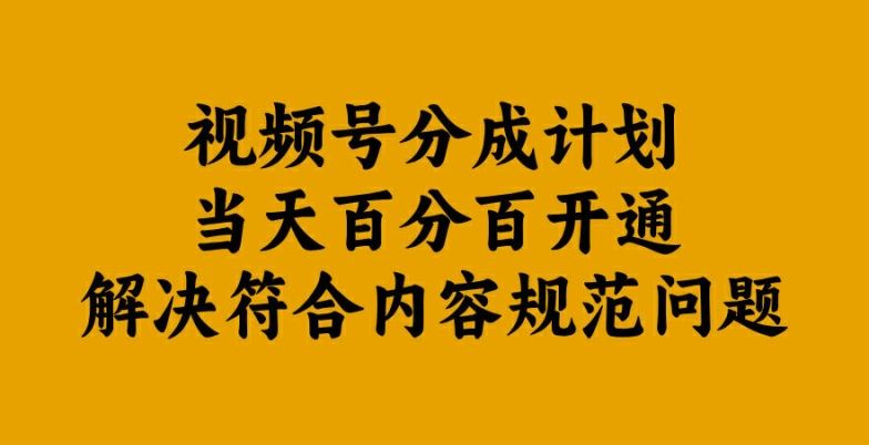 视频号分成计划当天百分百开通解决符合内容规范问题【揭秘】-虫2小屋