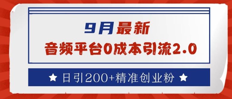 9月最新：音频平台0成本引流，日引200+精准创业粉【揭秘】-虫2小屋