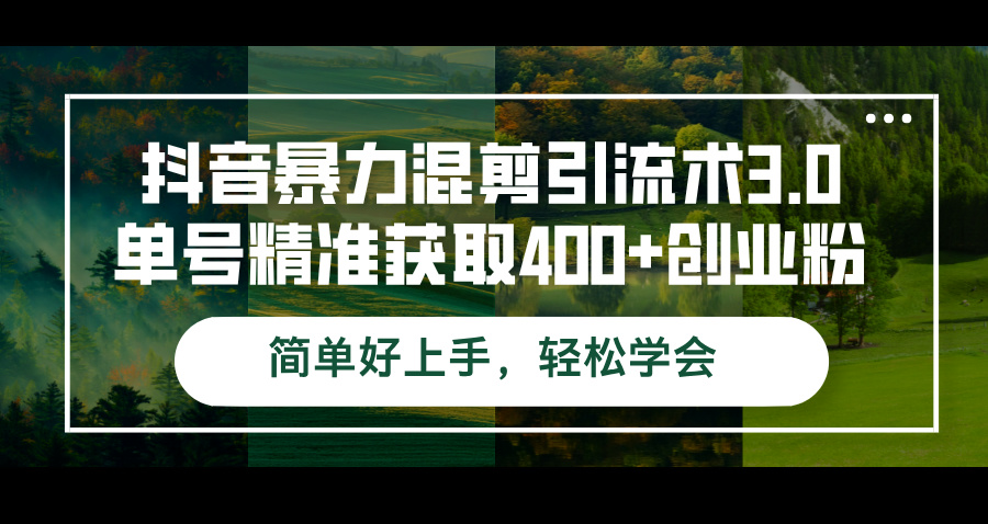 （12630期）抖音暴力混剪引流术3.0单号精准获取400+创业粉简单好上手，轻松学会-虫2站点