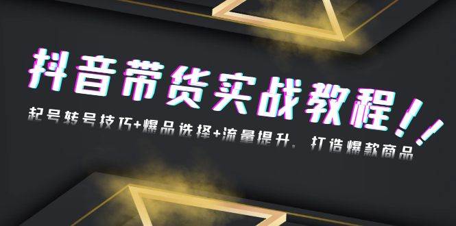 （13526期）抖音带货实战教程：起号转号技巧+爆品选择+流量提升，打造爆款商品-虫2小屋