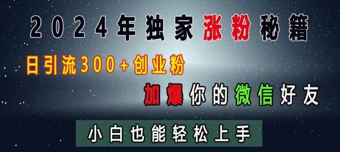 2024年独家涨粉秘籍，日引流300+创业粉，加爆你的微信好友，小白也能轻松上手-虫2小屋