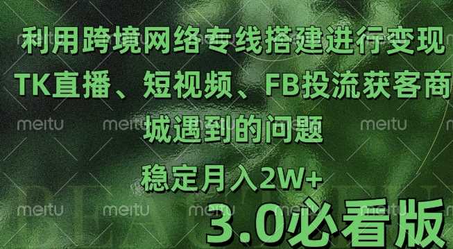 利用跨境电商网络及搭建TK直播、短视频、FB投流获客以及商城遇到的问题进行变现3.0必看版【揭秘】-虫2小屋