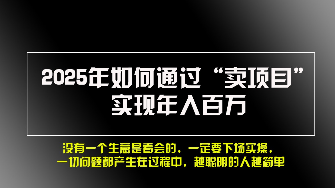 2025年如何通过“卖项目”实现年入百万-虫2小屋
