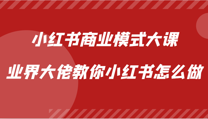 小红书商业模式大课，业界大佬教你小红书怎么做【视频课】-虫2小屋