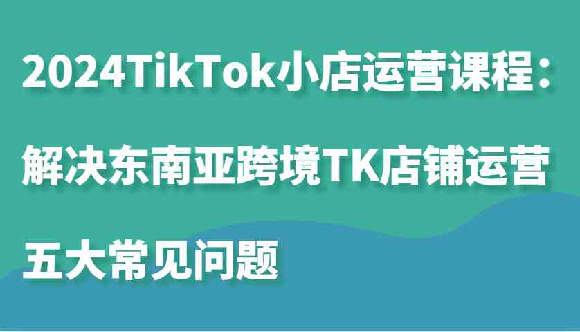 2024TikTok小店运营课程：解决东南亚跨境TK店铺运营五大常见问题-虫2小屋
