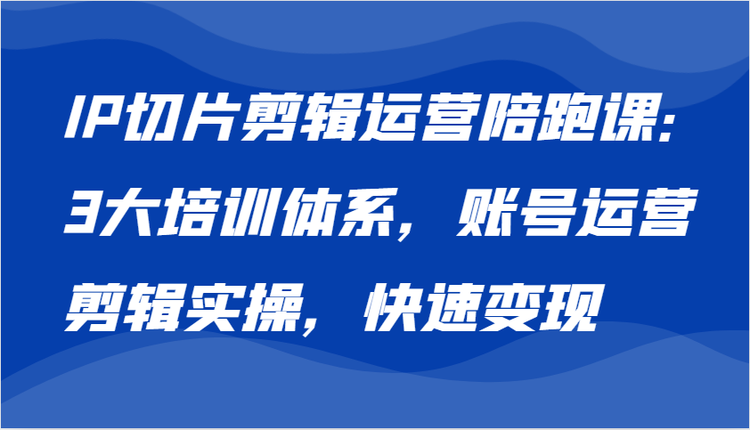 IP切片剪辑运营陪跑课，3大培训体系：账号运营 剪辑实操 快速变现-虫2小屋