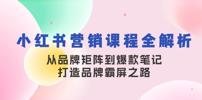小红书营销课程全解析，从品牌矩阵到爆款笔记，打造品牌霸屏之路-虫2小屋