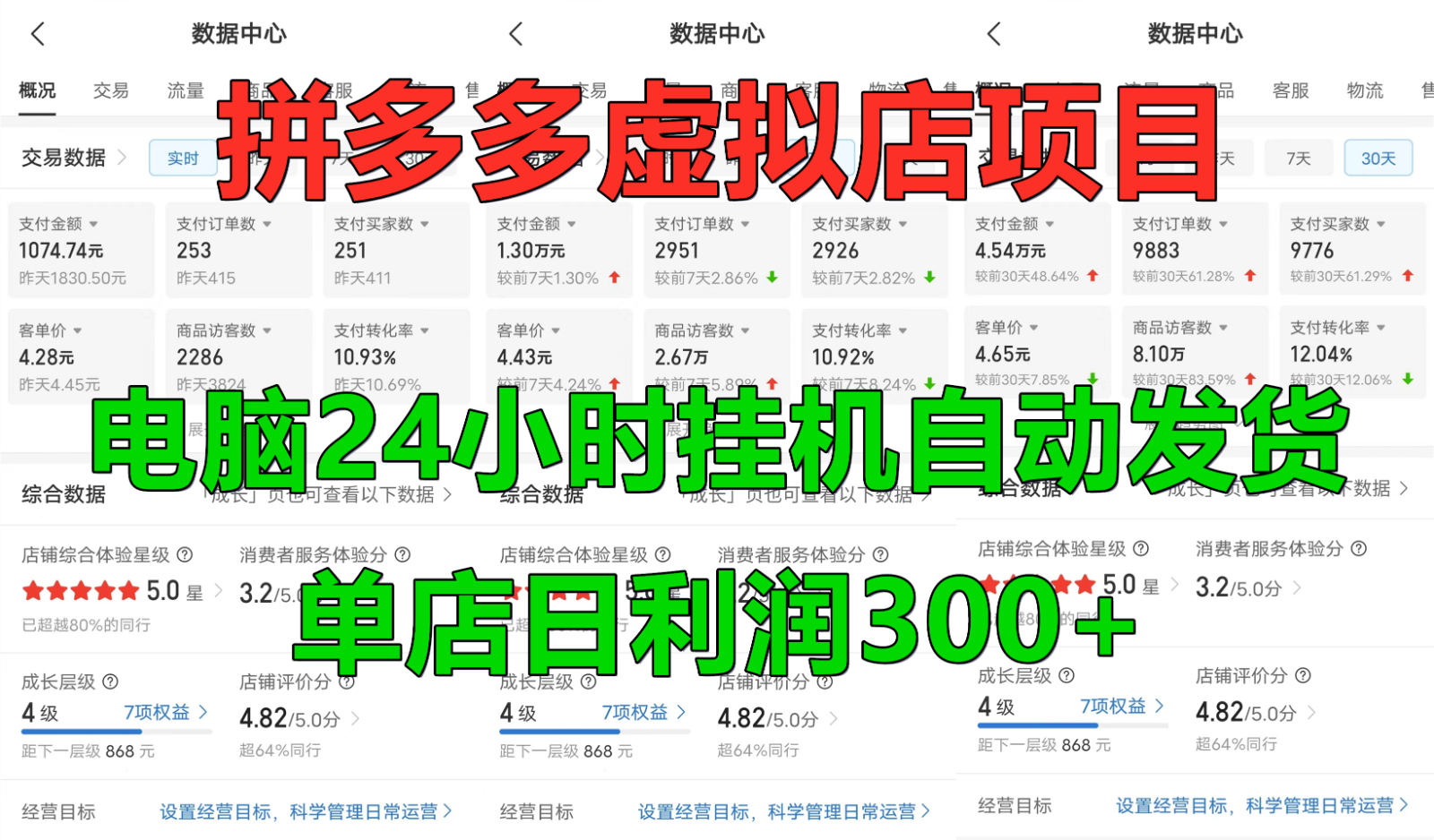 拼多多虚拟店铺项目，电脑挂机自动发货，单店日利润300+-虫2小屋