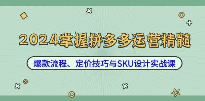 2024掌握拼多多运营精髓：爆款流程、定价技巧与SKU设计实战课-虫2小屋
