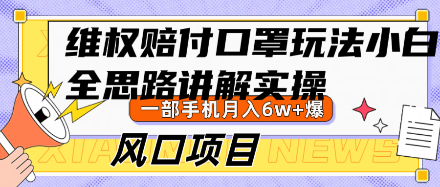 维权赔付口罩玩法，小白也能月入6w+，风口项目实操-虫2小屋