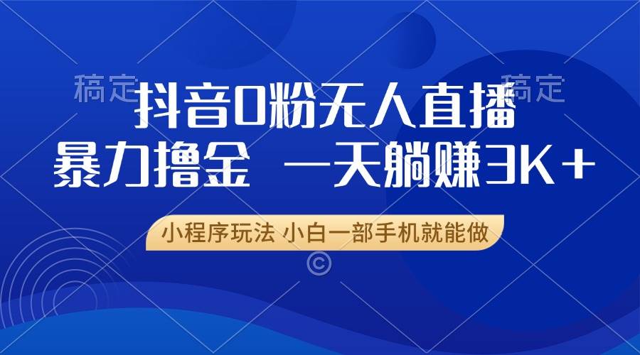 （13449期）抖音0粉无人直播暴力掘金，一天躺赚3K+，小白一部手机就能做-虫2小屋