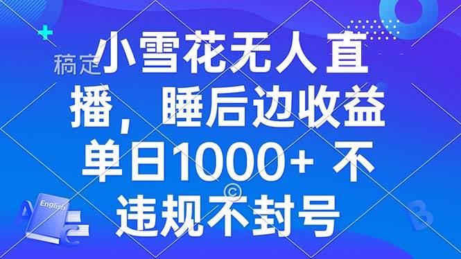 （13491期）小雪花无人直播 睡后收益单日1000+ 零粉丝新号开播 不违规 看完就会-虫2小屋