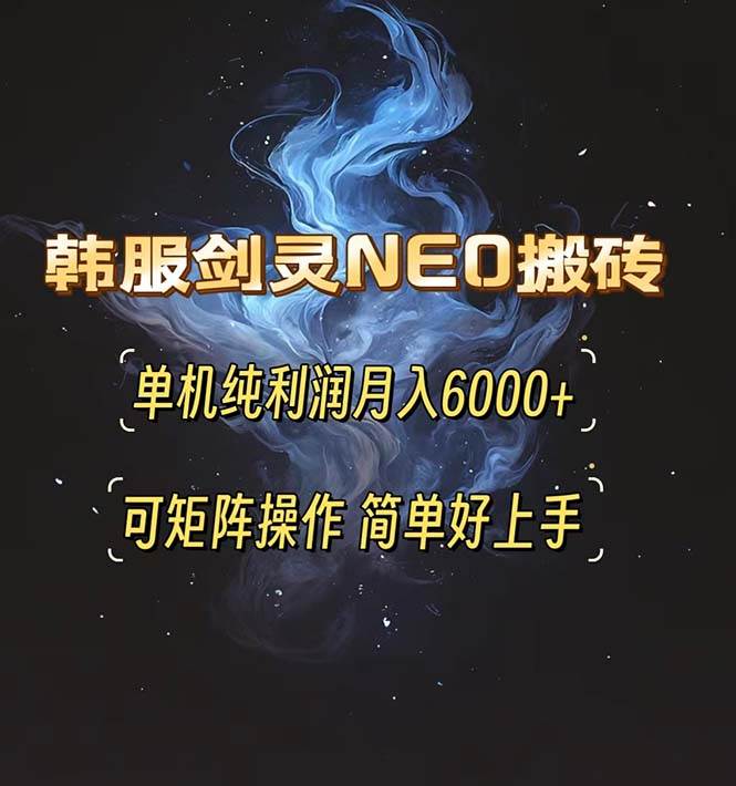 （13435期）韩服剑灵NEO搬砖攻略，单机纯利润月入6000+ 可矩阵操作，简单好上手。-虫2小屋