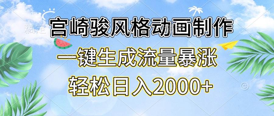 （13386期）宫崎骏风格动画制作，一键生成流量暴涨，轻松日入2000+-虫2小屋