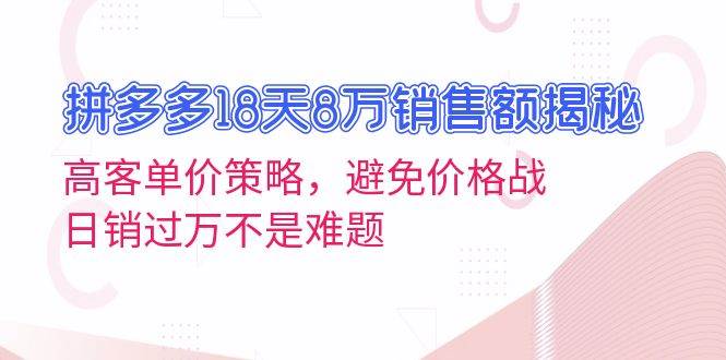 （13383期）拼多多18天8万销售额揭秘：高客单价策略，避免价格战，日销过万不是难题-虫2小屋