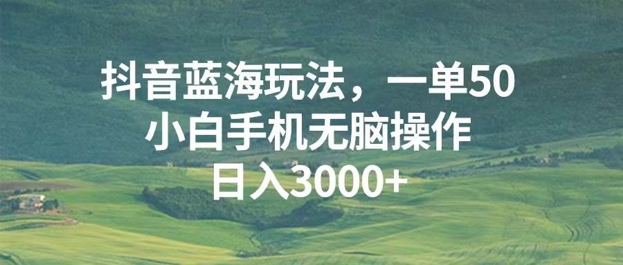 （13353期）抖音蓝海玩法，一单50，小白手机无脑操作，日入3000+-虫2小屋