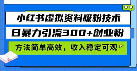 （13345期）小红书虚拟资料吸粉技术，日暴力引流300+创业粉，方法简单高效，收入稳…-虫2小屋