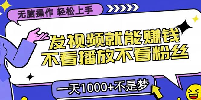 （13283期）无脑操作，只要发视频就能赚钱？不看播放不看粉丝，小白轻松上手，一天…-虫2小屋