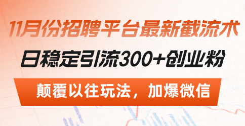 （13309期）招聘平台最新截流术，日稳定引流300+创业粉，颠覆以往玩法 加爆微信-虫2小屋