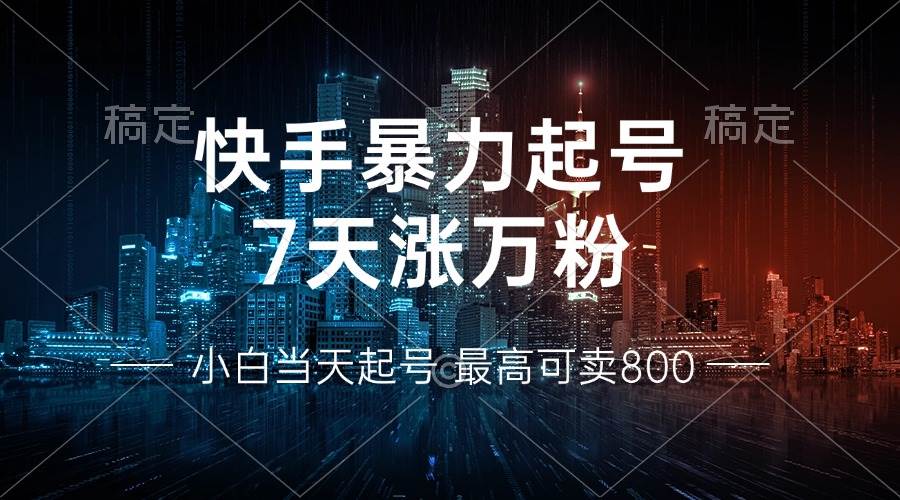 （13142期）快手暴力起号，7天涨万粉，小白当天起号 多种变现方式，账号回收，单月…-虫2小屋