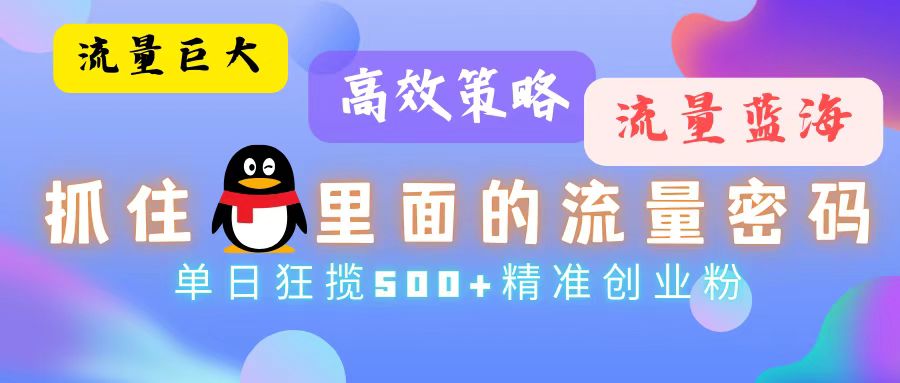 （13068期）流量蓝海，抓住QQ里面的流量密码！高效策略，单日狂揽500+精准创业粉-虫2小屋